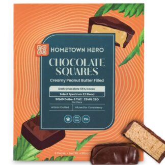Hometown Hero Dark Chocolate Peanut Butter Squares 50mg Each|300mg (6ct)